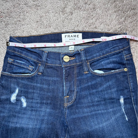 Frame Le Skinny de Jeanne dark blue distressed jeans (25) - Picture 8 of 8